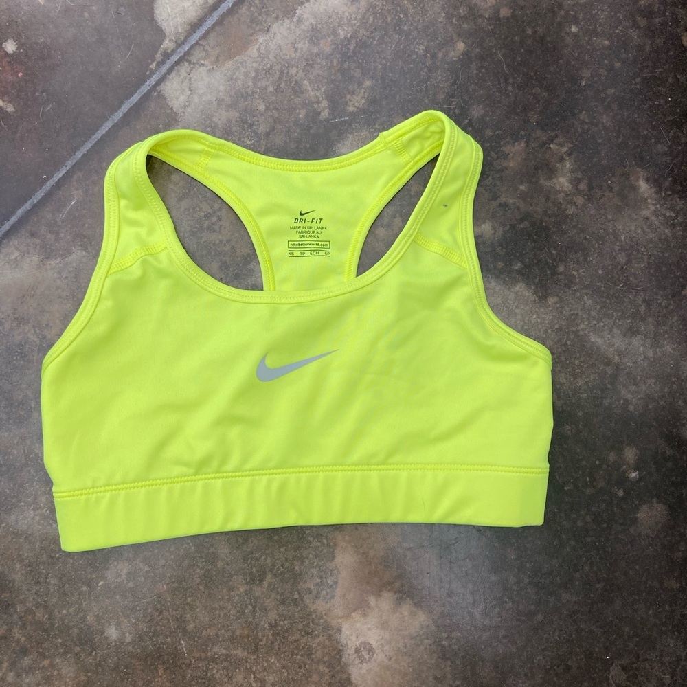 New neon yellow Nike sports bra